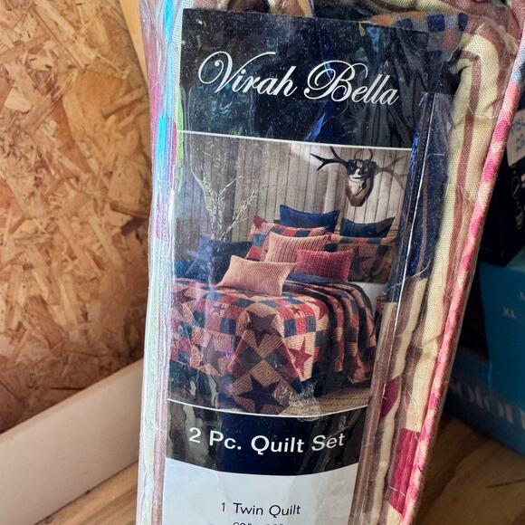 Virah Bella Mountain Cabin Quilt Collection Twin Quilt 1 Pillow Sham New - Picture 6 of 8